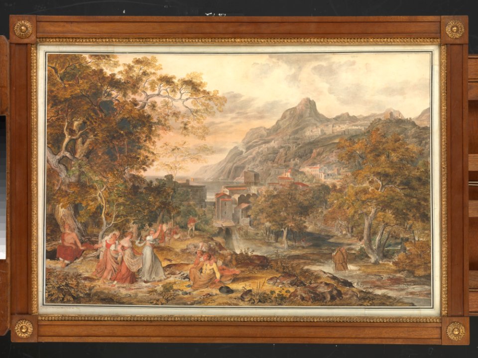 View of Vietri with Young Country Women Dancing for Shepherds in the Foreground MET DP223691