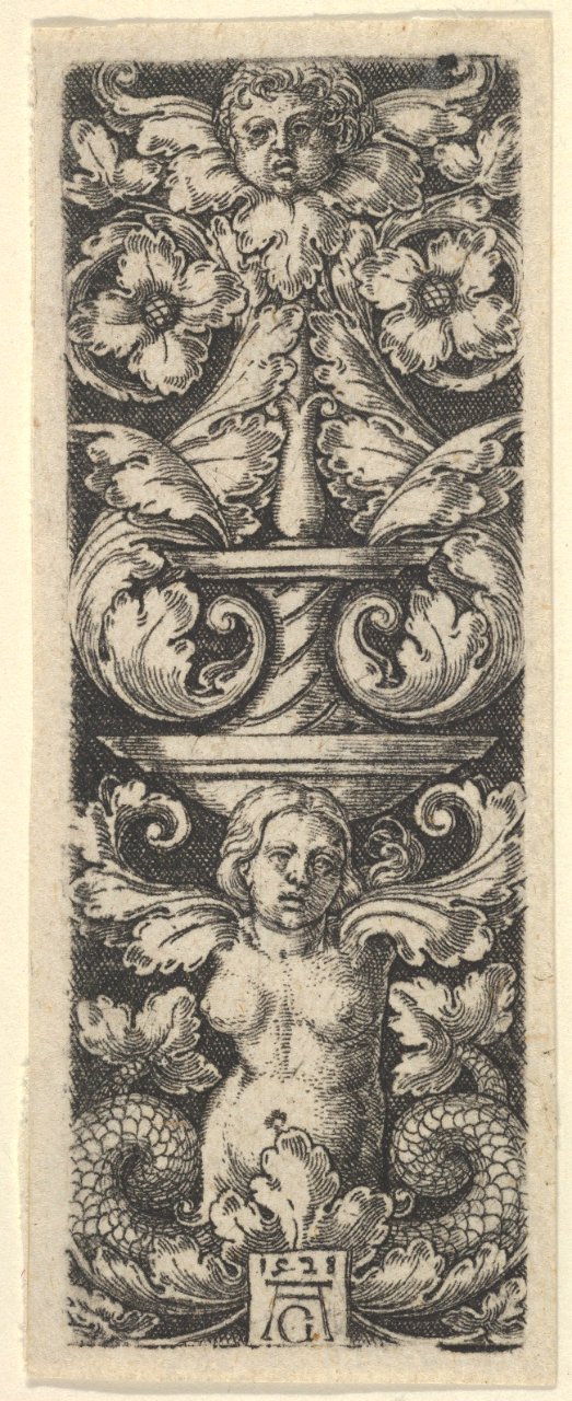 Vertical Panel with a Candelabrum Containing a Child's Head and a Woman with Two Fish Tails MET DP836783