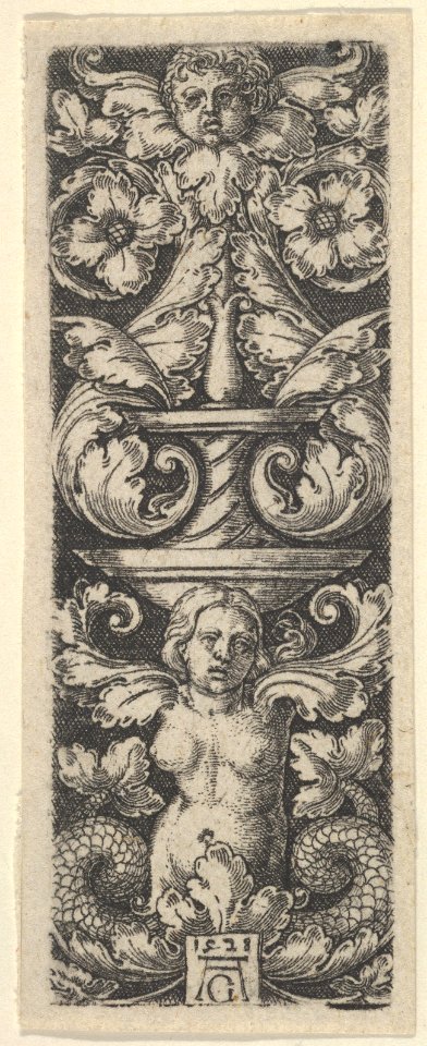 Vertical Panel with a Candelabrum Containing a Child's Head and a Woman with Two Fish Tails MET DP836783