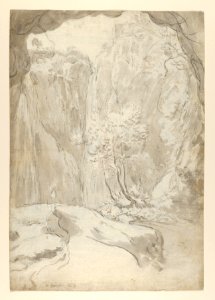 View of a Bridge and Waterfalls in Tivoli; verso- View of a Waterfall in Tivoli From Within a Cave MET DP854075