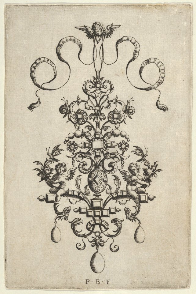 Vertical Panel with Design for a Pendant, from Ars His Myronis Nobilis Effingitus Pagellulis MET DP837156