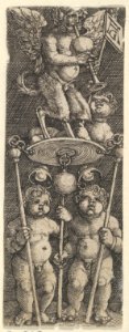 Vertical Panel with Two Children Supporting a Pedestal with a Satyr Playing a Bagpipe MET DP836784