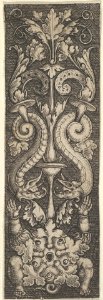 Vertical Panel with a Candelabrum Stemming from a Leaf-Faced Grostesque at Bottom MET DP837373