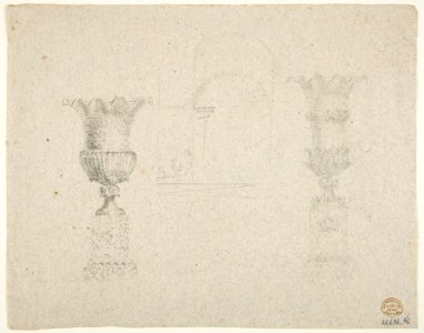 Verso- Design for an urn; recto- Designs for two urns MET DP812593