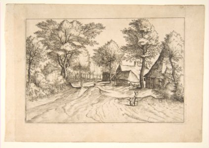 Village Road with a Farm and Sheds, from the series, The Small Landscapes (Multifariarum Casularum) MET DP818232