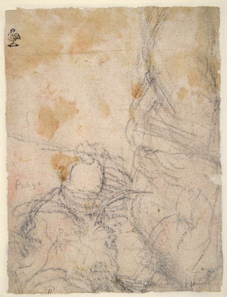 Virgin and Child with Two Saints (recto); Fragmentary Design of a Pietà (verso). MET DP811182