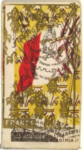 Virginia and France (double-printed card), from Flags of All Nations, Series 1 (N9) for Allen & Ginter Cigarettes Brands MET DP841357