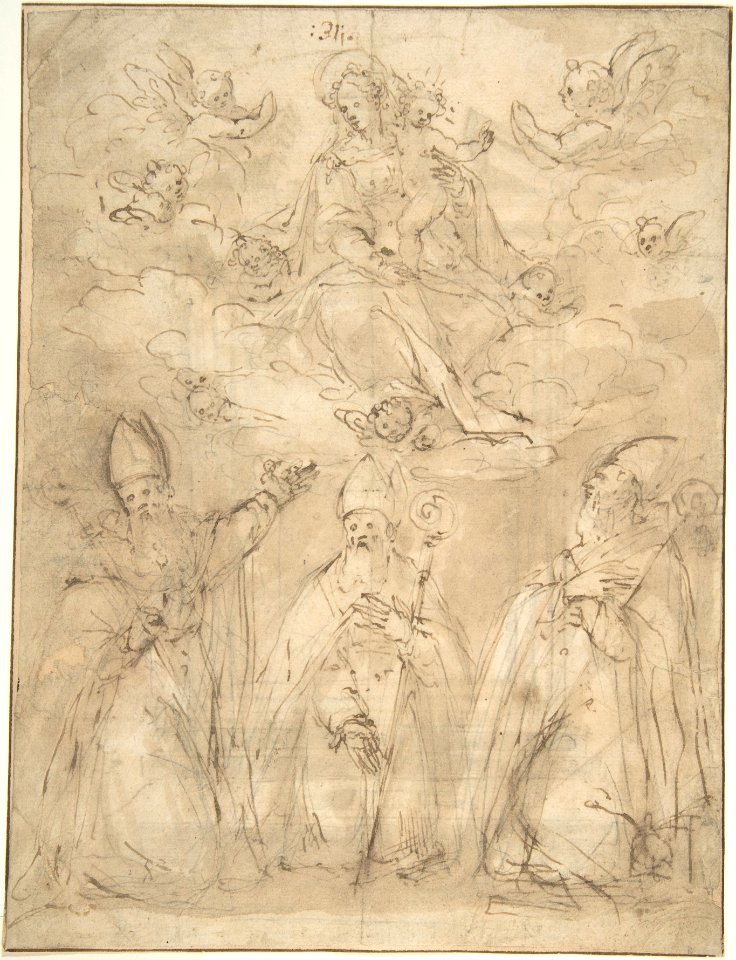 Virgin and Child Worshipped by Three Bishops MET DP802039