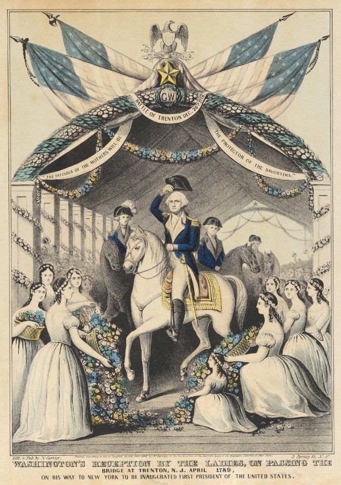 Washington's Reception by the Ladies on Passing the Bridge at Trenton, N.J., April 1789, on His Way to be Inaugurated First President of the United States MET DP853570