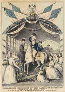 Washington's Reception by the Ladies on Passing the Bridge at Trenton, N.J., April 1789, on His Way to be Inaugurated First President of the United States MET DP853570