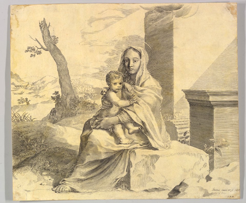 Virgin and Child Seated on a Rock (Vierge à l'Enfant dans des ruines) MET DP822183