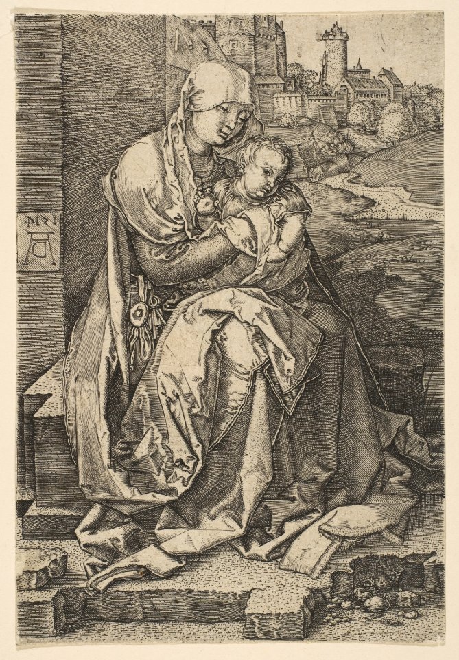 Virgin and Child Seated by the Wall (reverse copy) MET DP815758