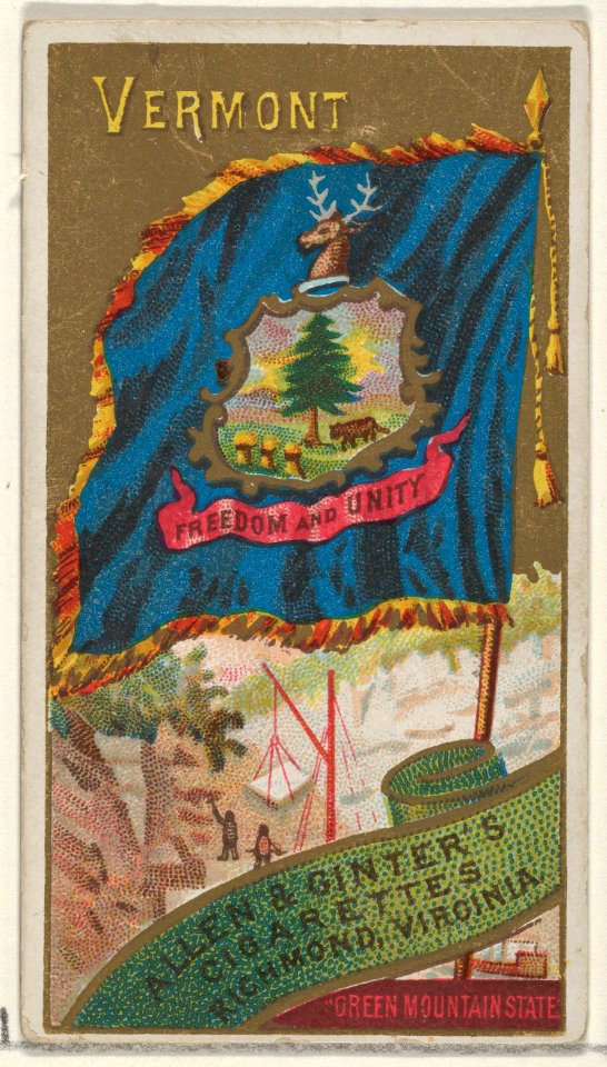Vermont, from Flags of the States and Territories (N11) for Allen & Ginter Cigarettes Brands MET DP834588
