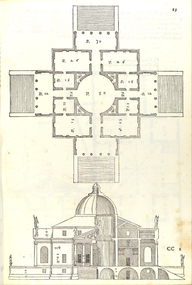 Villa Almerico (Villa Rotunda), from I quattro libri dell'architettura di Andrea Palladio (Book 2, page 19) MET DP109542