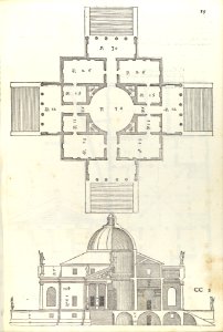 Villa Almerico (Villa Rotunda), from I quattro libri dell'architettura di Andrea Palladio (Book 2, page 19) MET DP109542. Free illustration for personal and commercial use.