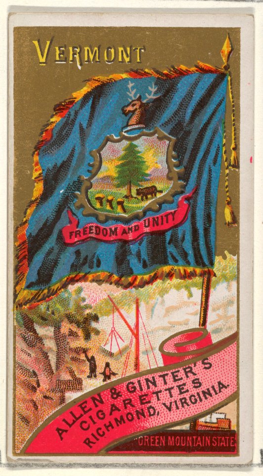 Vermont, from Flags of the States and Territories (N11) for Allen & Ginter Cigarettes Brands MET DP834587