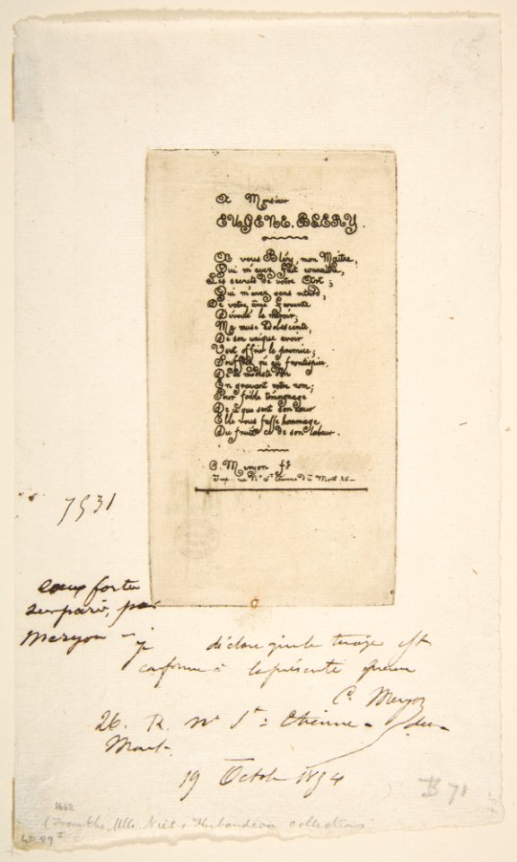 Vers a Eugène Bléry, No 2 (Verses dedicated to Eugène Bléry, No 2) MET DP813221