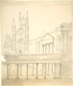 View of the Abbey and Great Pump Room at Bath, Through the Colonnade Added by Thomas Baldwin, 1786-9 MET DP806102. Free illustration for personal and commercial use.