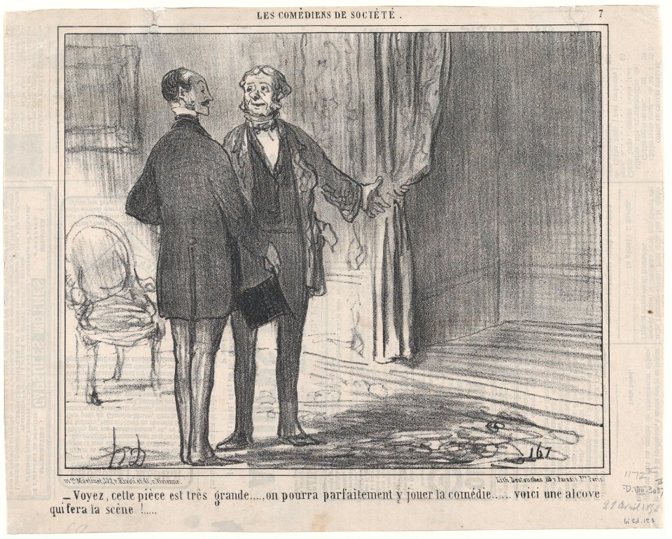 Voyez, cette pièce est très grande..., from Les Comédiens de Société, published in Le Charivari, April 27, 1858 MET DP876700