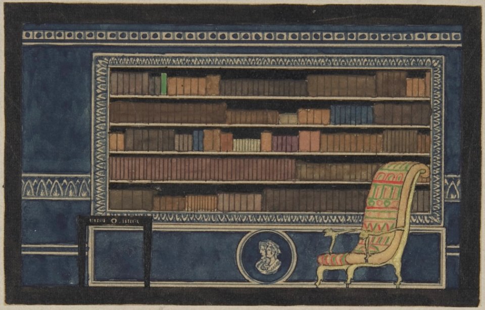 View of Interior for Paris Exhibition 1925, Bookcase Wall Elevation MET DP802808