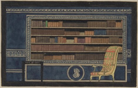 View of Interior for Paris Exhibition 1925, Bookcase Wall Elevation MET DP802808