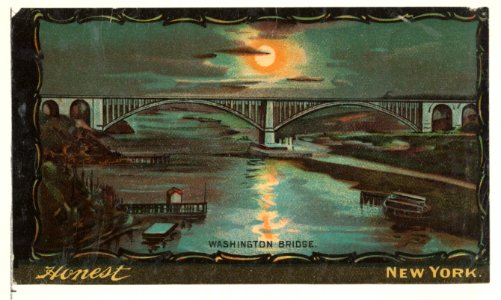 Washington Bridge, from the Transparencies series (N137) issued by W. Duke, Sons & Co. to promote Honest Long Cut Tobacco MET DP865660. Free illustration for personal and commercial use.