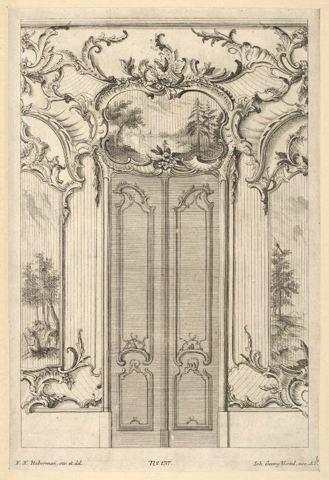 Wall Elevation with a Double Door, from 'Wandfüllungen' MET DP830834