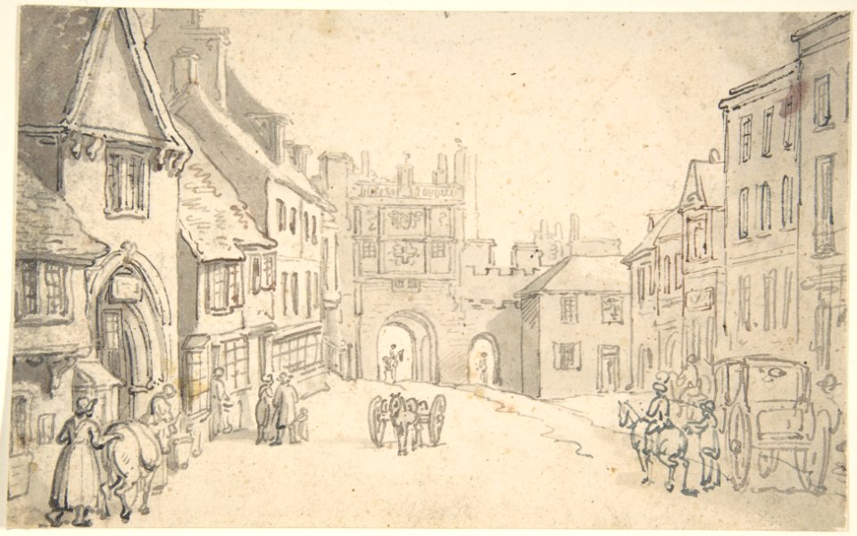 View inside city, towards medieval gate MET DP805041