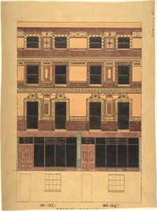 Vertical Section of a Four-Story House with Greek Wall Ornament MET DP806253