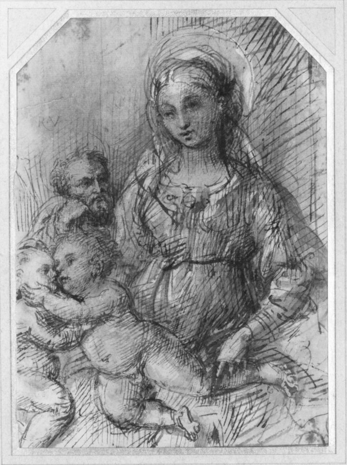 Virgin Adoring the Christ Child with Saint John the Baptist (recto); The Holy Family with Saint John the Baptist (verso). MET 268944