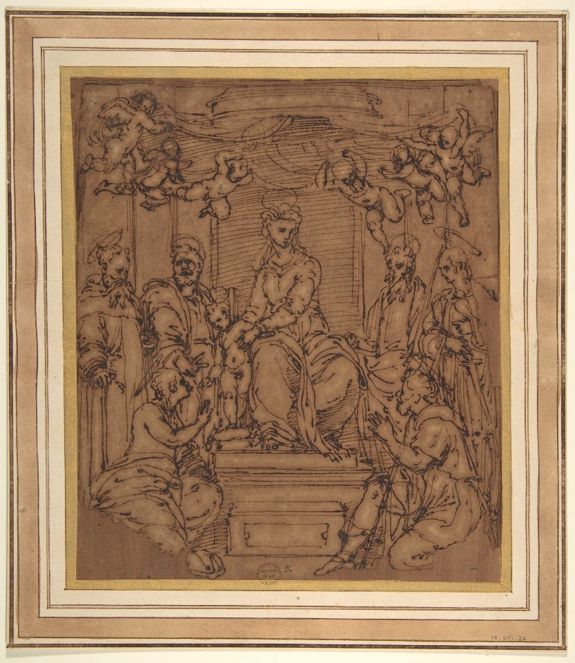 Virgin and Child Enthroned with Saint Anthony Abbot, Saint Peter, Saint Paul, Saint Julian the Hospitaler, Saint Roch, and Saint Mary Magdalen? MET DP811060