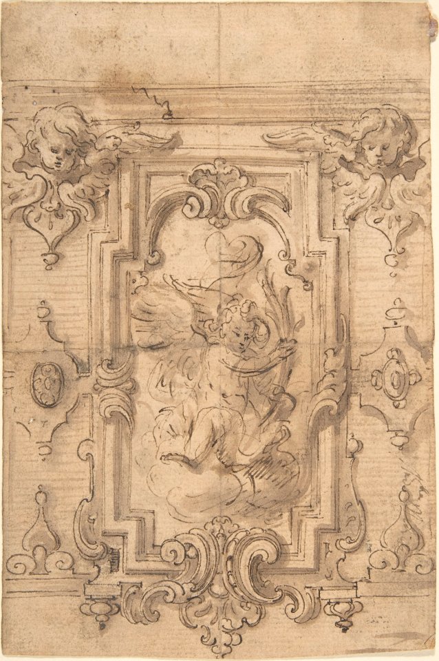 Wall Design with Flying Putto MET DP802562