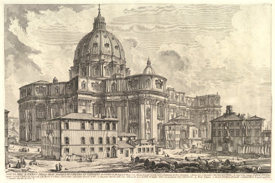 View of the exterior of St. Peter's Basilica in the Vatican, from Vedute di Roma (Roman Views) MET DP828216