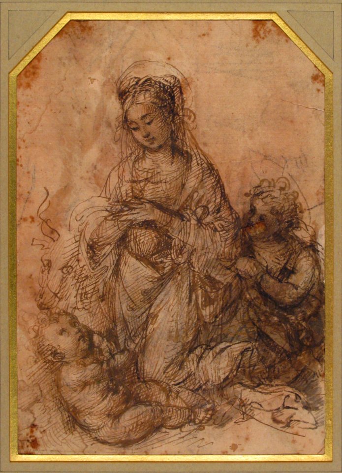 Virgin Adoring the Christ Child with Saint John the Baptist (recto); The Holy Family with Saint John the Baptist (verso). MET 2001.553b