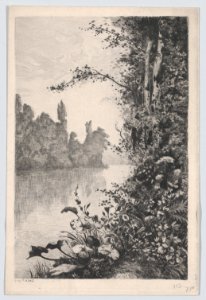View of Flowers and Trees along a River Bank MET DP874286