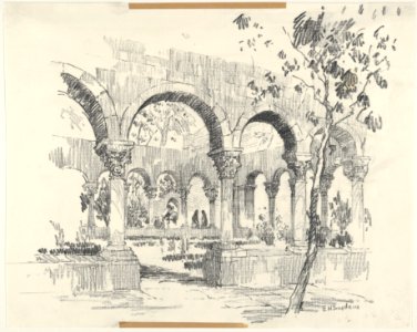 View of Cuxa Cloisters in the Garden of Barnard's Cloisters MET DP830546