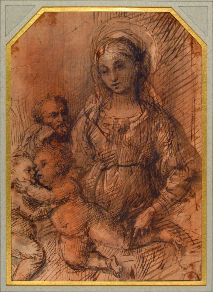 Virgin Adoring the Christ Child with Saint John the Baptist (recto); The Holy Family with Saint John the Baptist (verso). MET 2001.553a