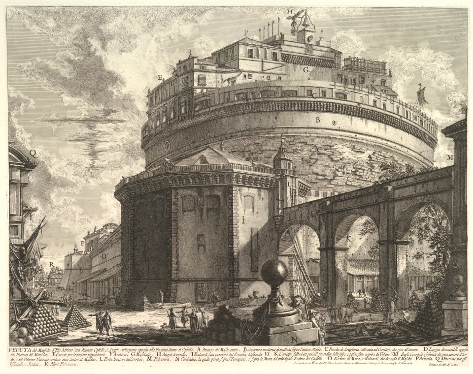 View of the Mausoleum of the Emperor Hadrian (now called Castel S. Angelo) from the rear, from Vedute di Roma (Roman Views) MET DP828239