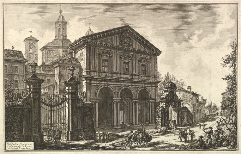 View of the Basilica of San Sebastiano fuori delle mura -St. Sebastian ouside the Walls- on the Appian Way, from Vedute di Roma (Roman Views) MET DP828210