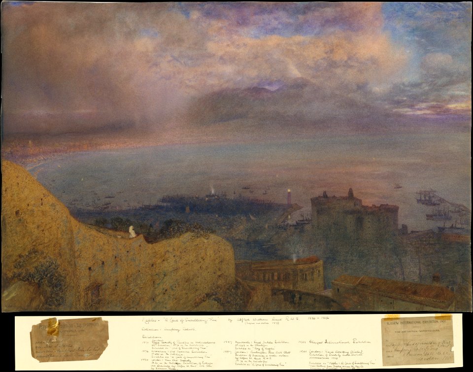 View of the Bay of Naples with Vesuvius, Smoking, in the Distance (Evening) MET DT2625