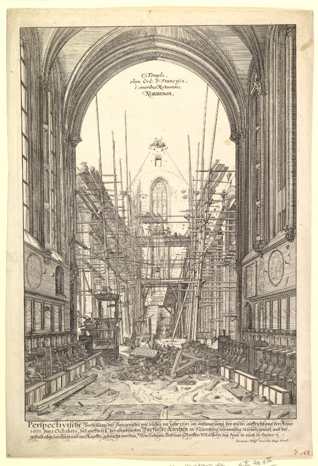 View of the Church of the Franciscans in Nuremberg under Reconstruction, from the series Views of Nuremberg MET DP822208