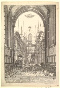 View of the Church of the Franciscans in Nuremberg under Reconstruction, from the series Views of Nuremberg MET DP822208. Free illustration for personal and commercial use.