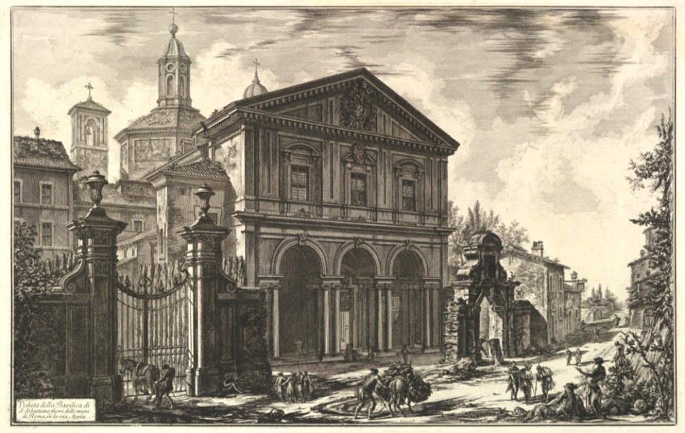 View of the Basilica of San Sebastiano fuori delle mura -St. Sebastian outside the Walls- on the Appian Way, from Vedute di Roma (Roman Views) MET DP828211