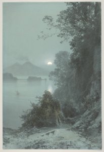 Virgil's Tomb with a View of the Bay of Naples in the Moonlight MET DP830549