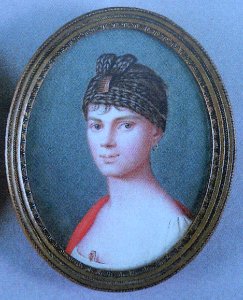 Johann Heusinger Unbekannte Dame mit rotem Schal