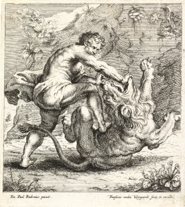 Frans van den Wyngaerde, Peter Paul Rubens (after) - Simon killing the lion