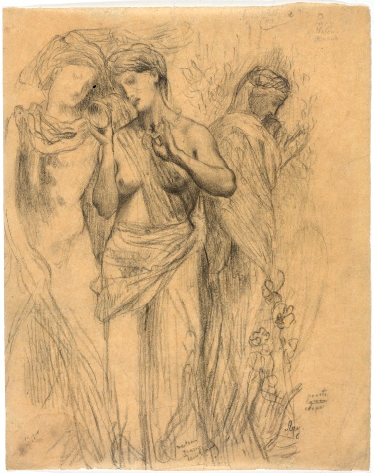 Etude de trois figures drapées à l'antique (Paris et Hélène)