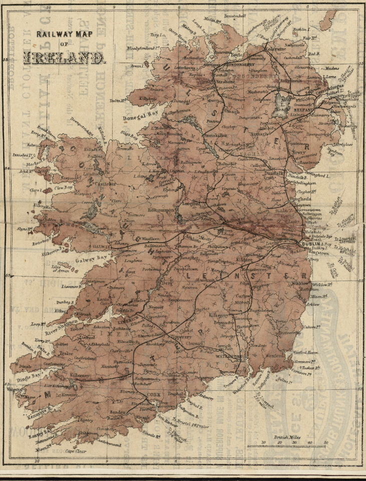 DV405 no.186 Railway map of Ireland - Free Stock Illustrations | Creazilla