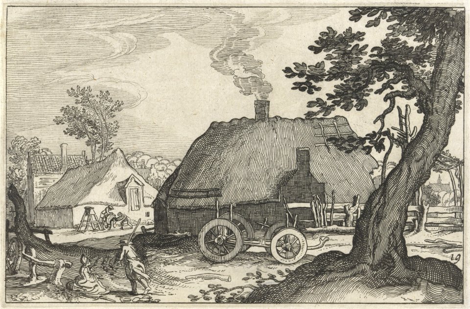 Groep boerderijen Landschappen met boerderijen (serietitel), RP-P-1889-A-14965