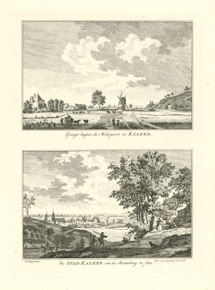 Gezichten op het platteland buiten Kalkar Gezigt buyten de Mondpoort te Kalker De Stad Kalker van de Monterberg te sien (titel op object) Dorps- en stadsgezichten te Kleef (serietitel), RP-P-OB-46.421